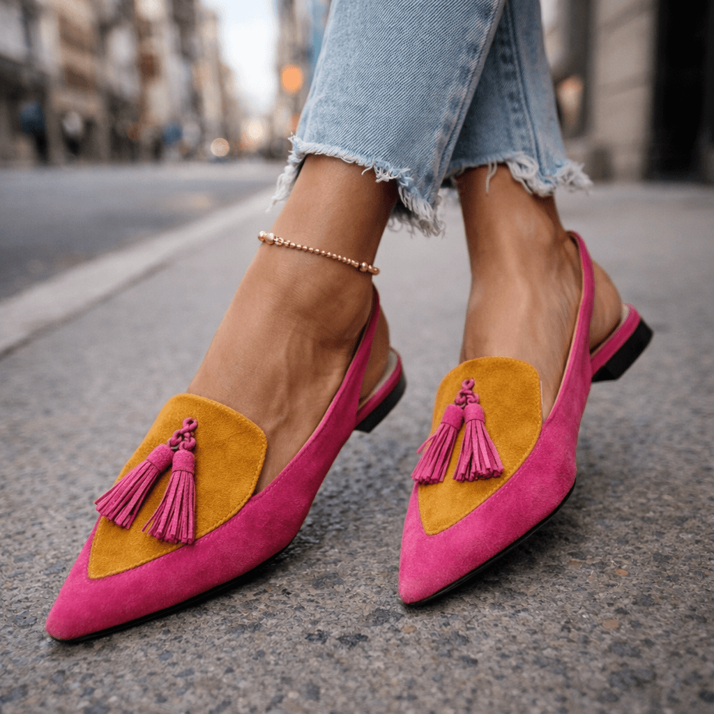 Pola - Suede-Look Sandals with Tassel Straps