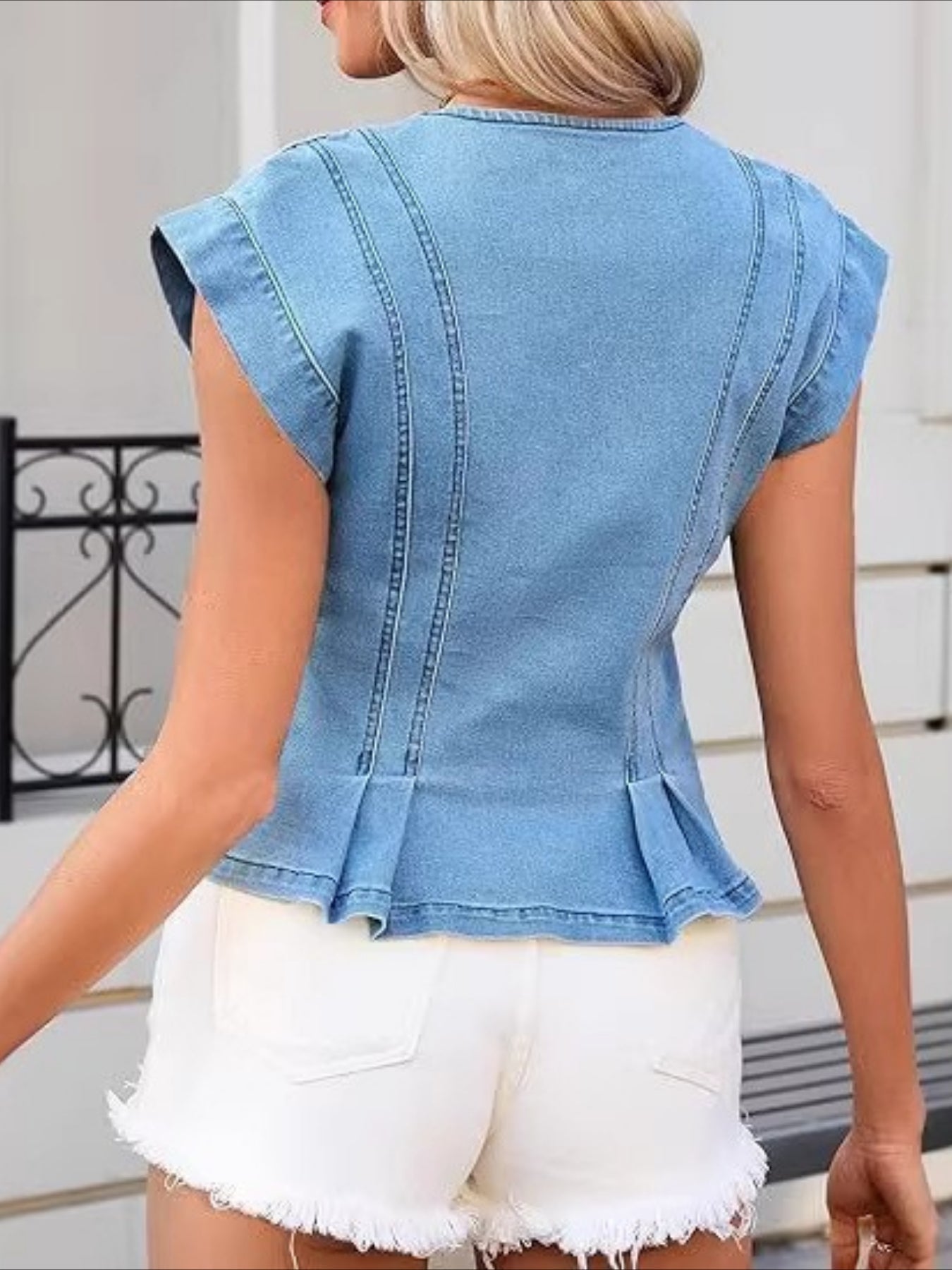 Francine - V-Neck Denim Top