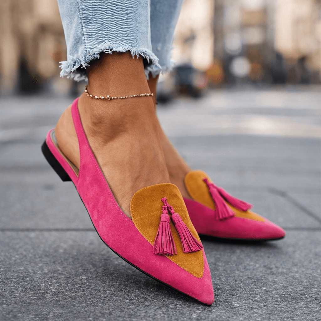Pola - Suede-Look Sandals with Tassel Straps