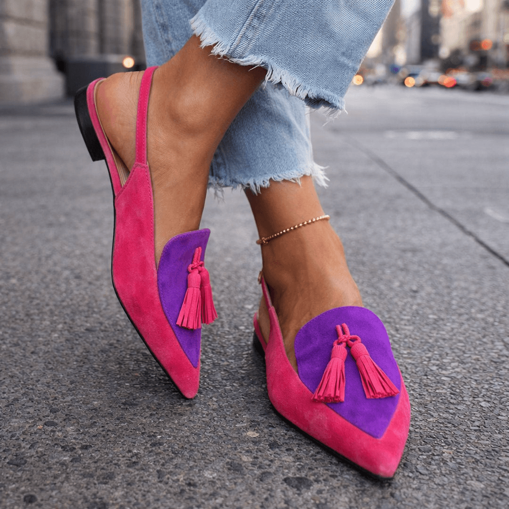Pola - Suede-Look Sandals with Tassel Straps
