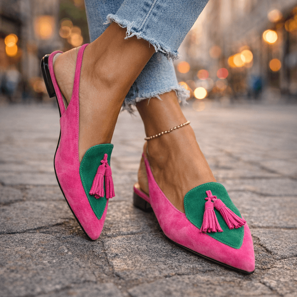 Pola - Suede-Look Sandals with Tassel Straps