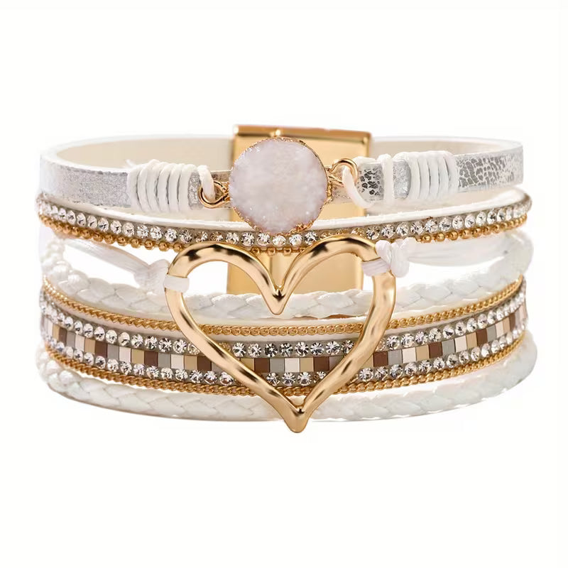 Georgia - Bohemian Multi-Layer Heart Leather Bracelet