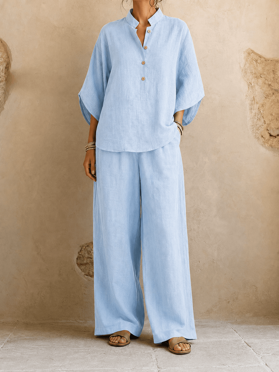 Carmen – Batwing Blouse and Wide-Leg Pants Set