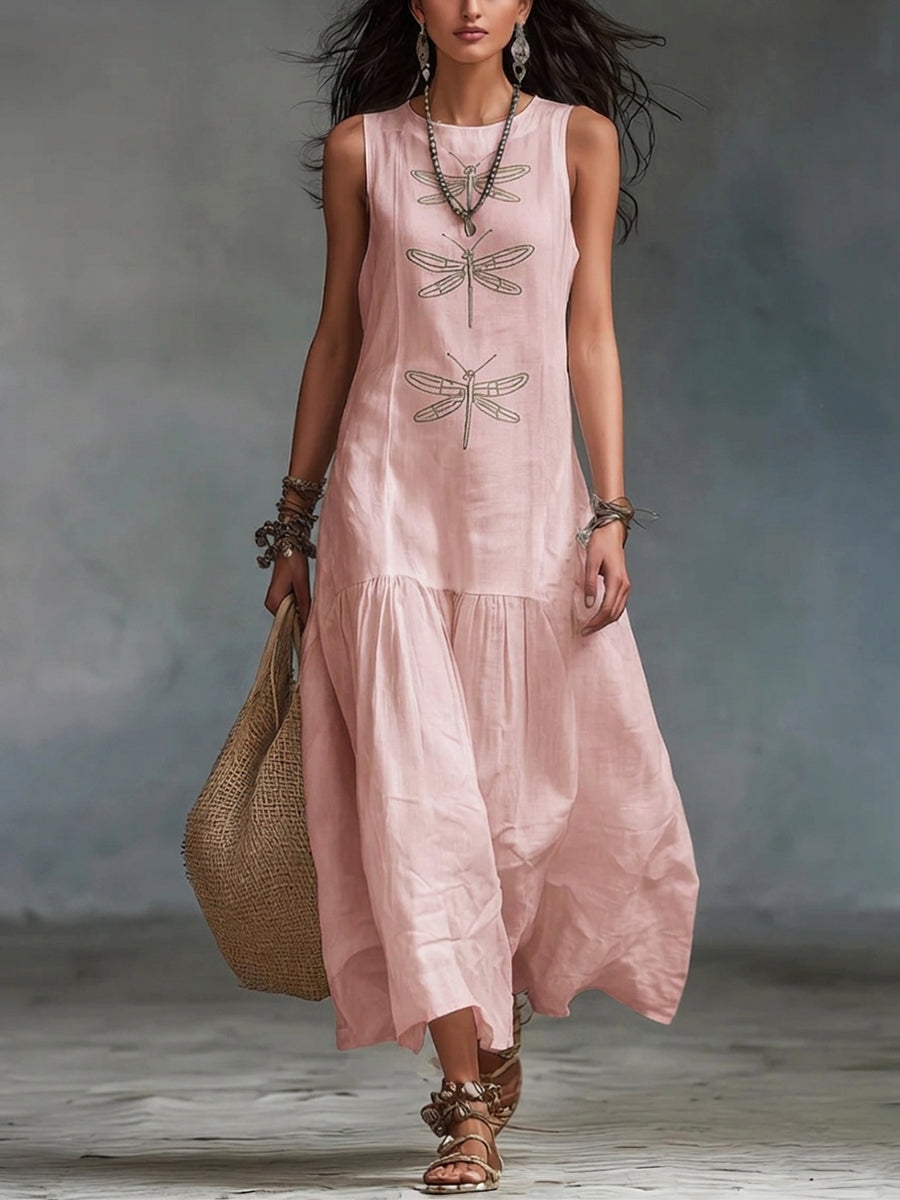 Geneva - Sleeveless Cotton Linen Maxi Dress