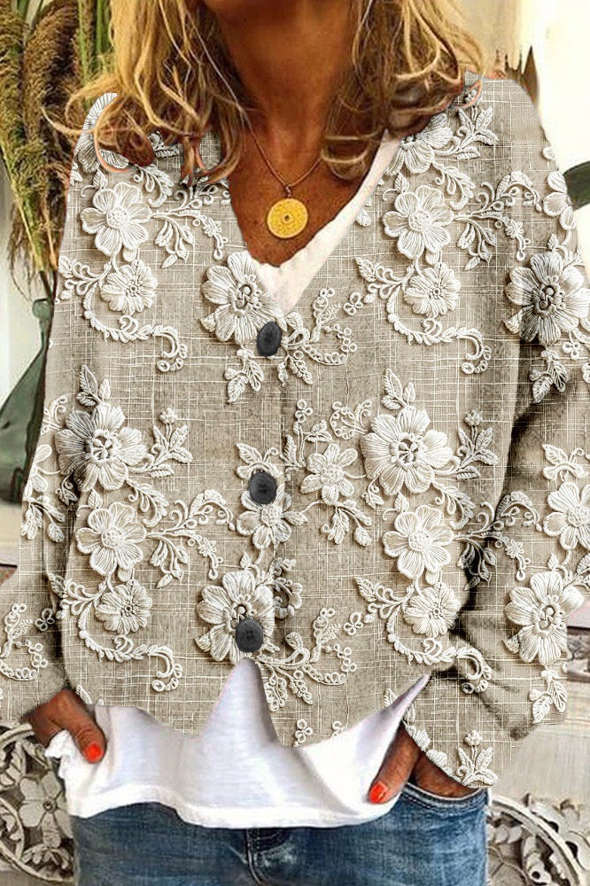 Carol – Cardigan with Petal Thread