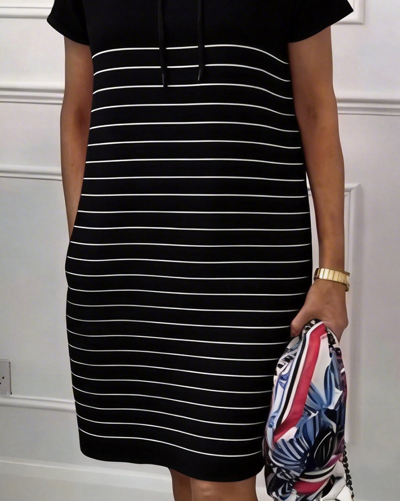 Pola - Hooded Striped Everyday Dress