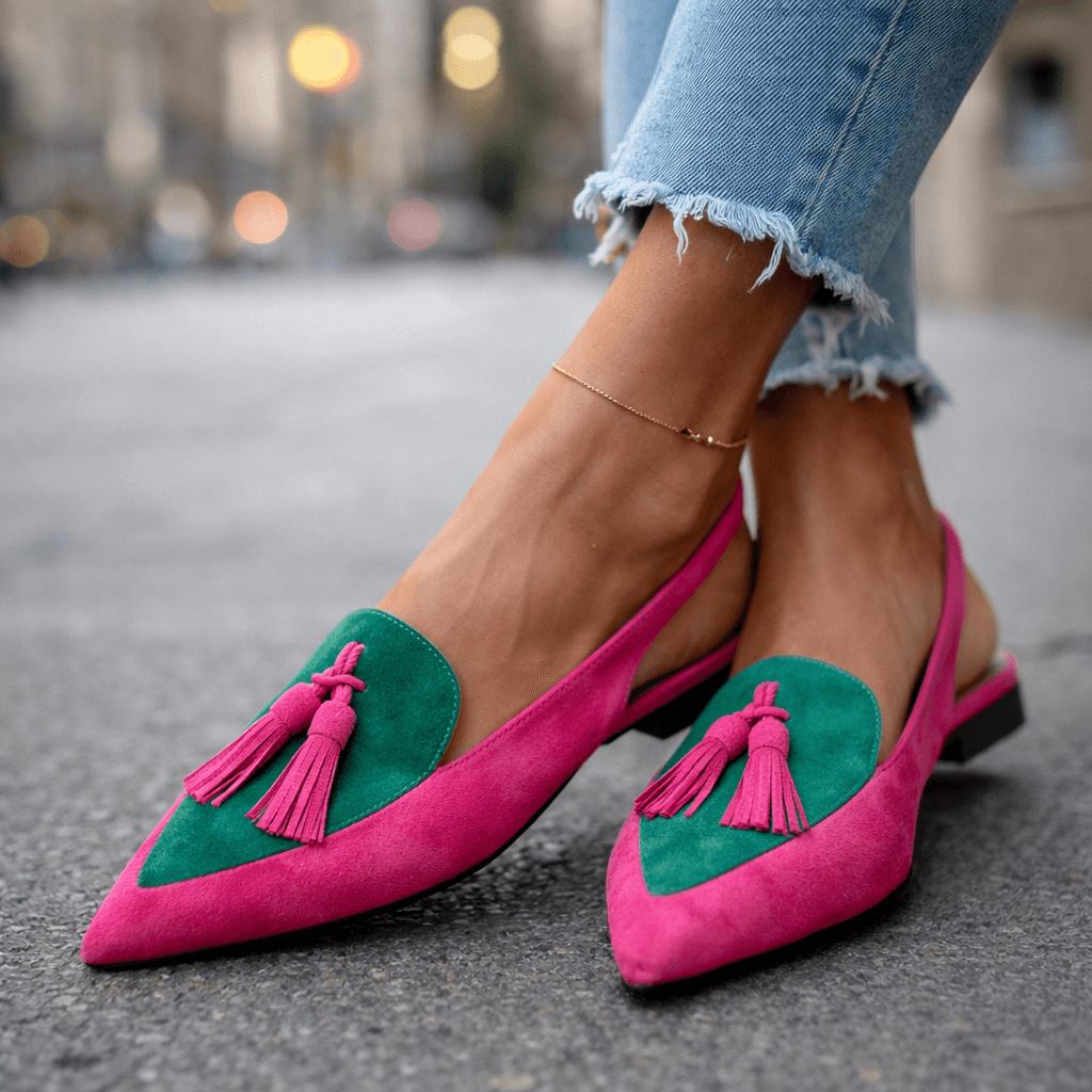 Pola - Suede-Look Sandals with Tassel Straps