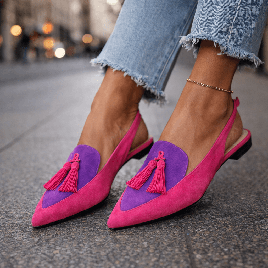 Pola - Suede-Look Sandals with Tassel Straps