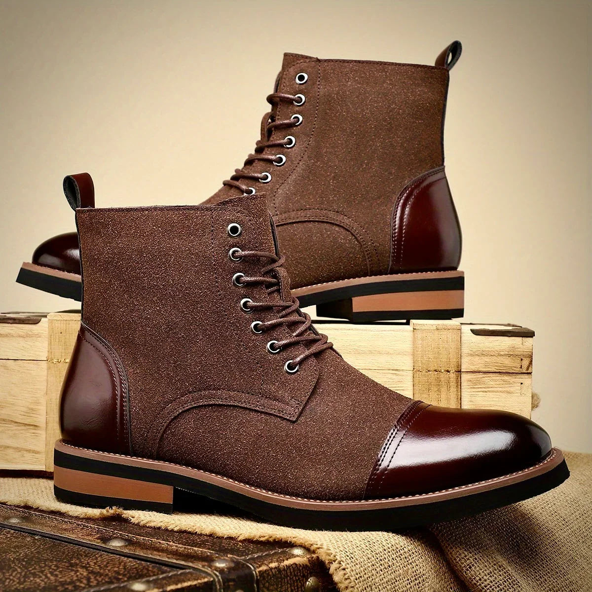 Bryce – Two-Tone Oxford Leather Boots