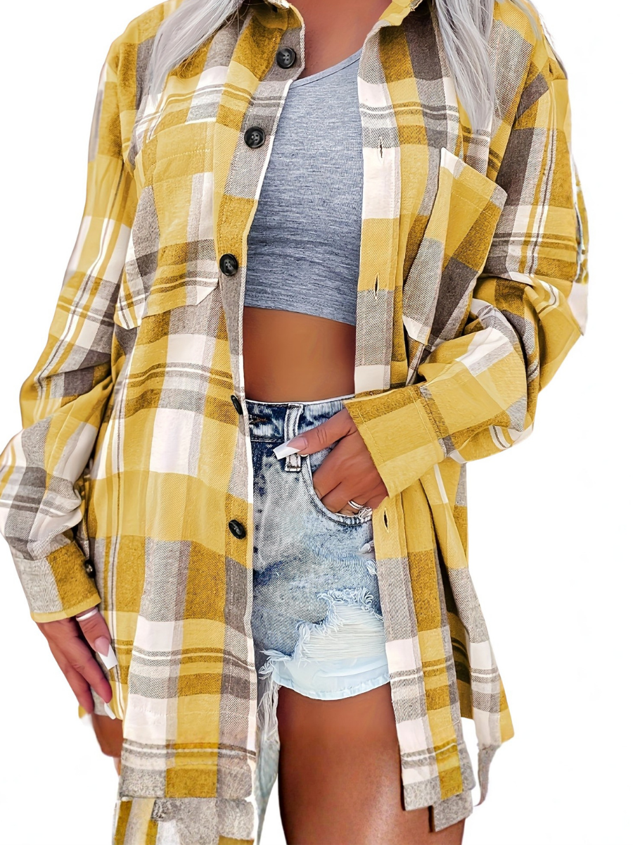 Herine - Gingham Long Sleeve Summer Shirt