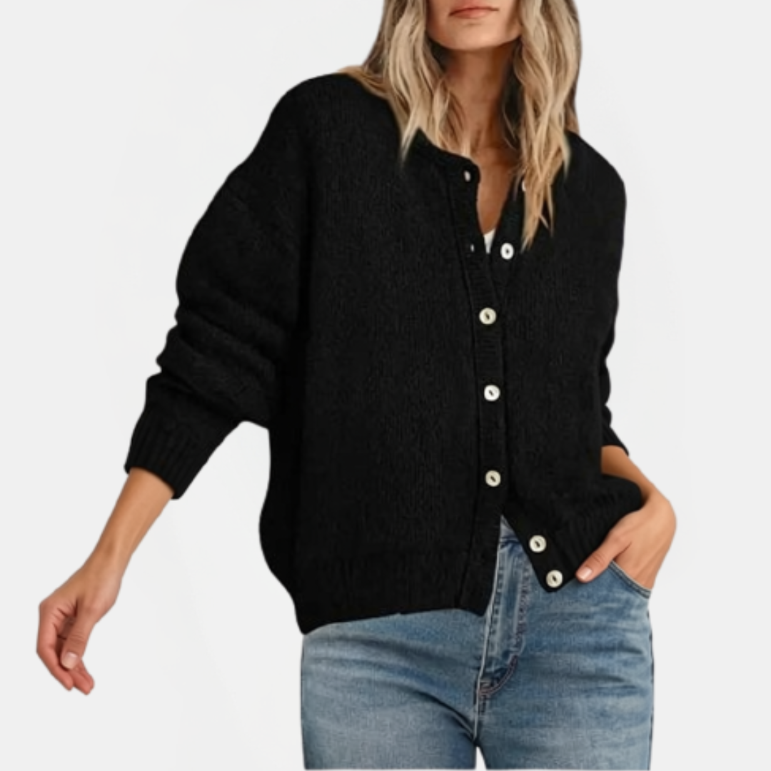 Indy – Relaxed Textured Button Cardigan