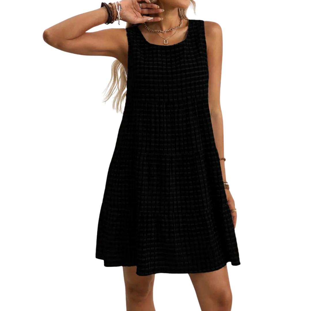 Layla - Breezy Plaid Ruffled Sleeveless Dress