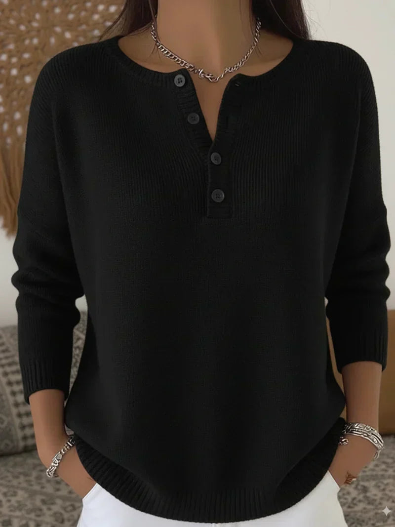 Raven – Button Henley Knit Sweater