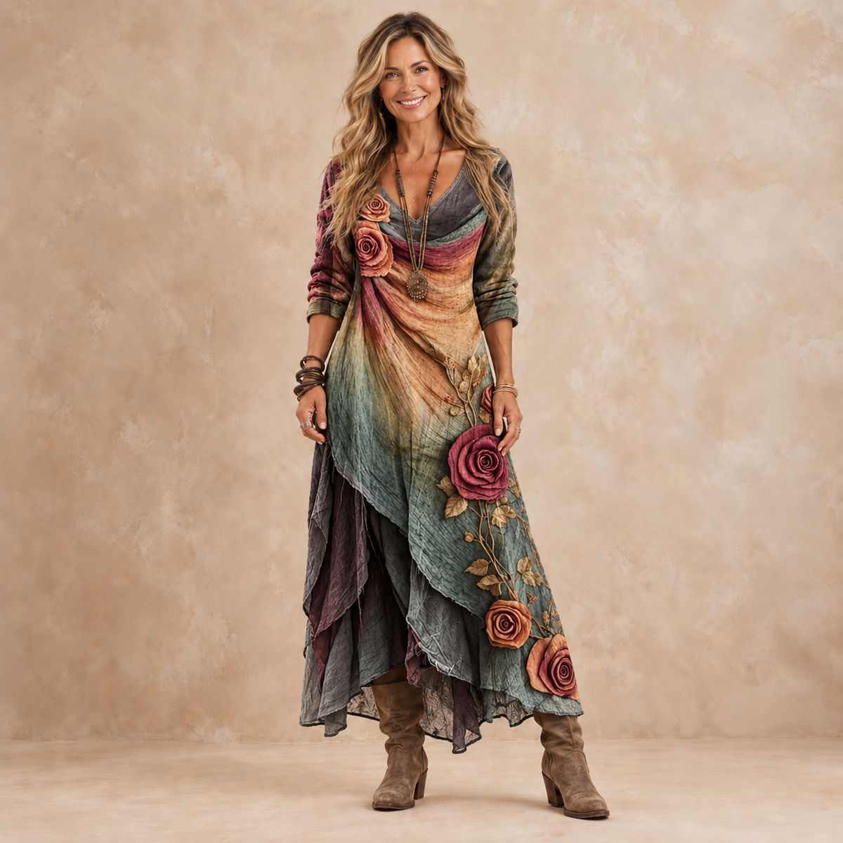Waverly – Layered Floral Bohemian Maxi Dress