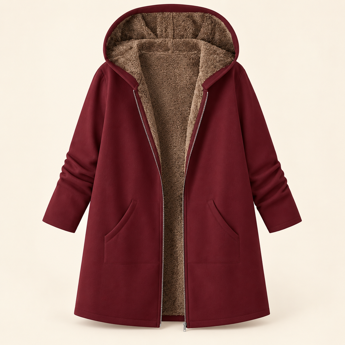 Lyra – Cozy Sherpa-Lined Hooded Coat