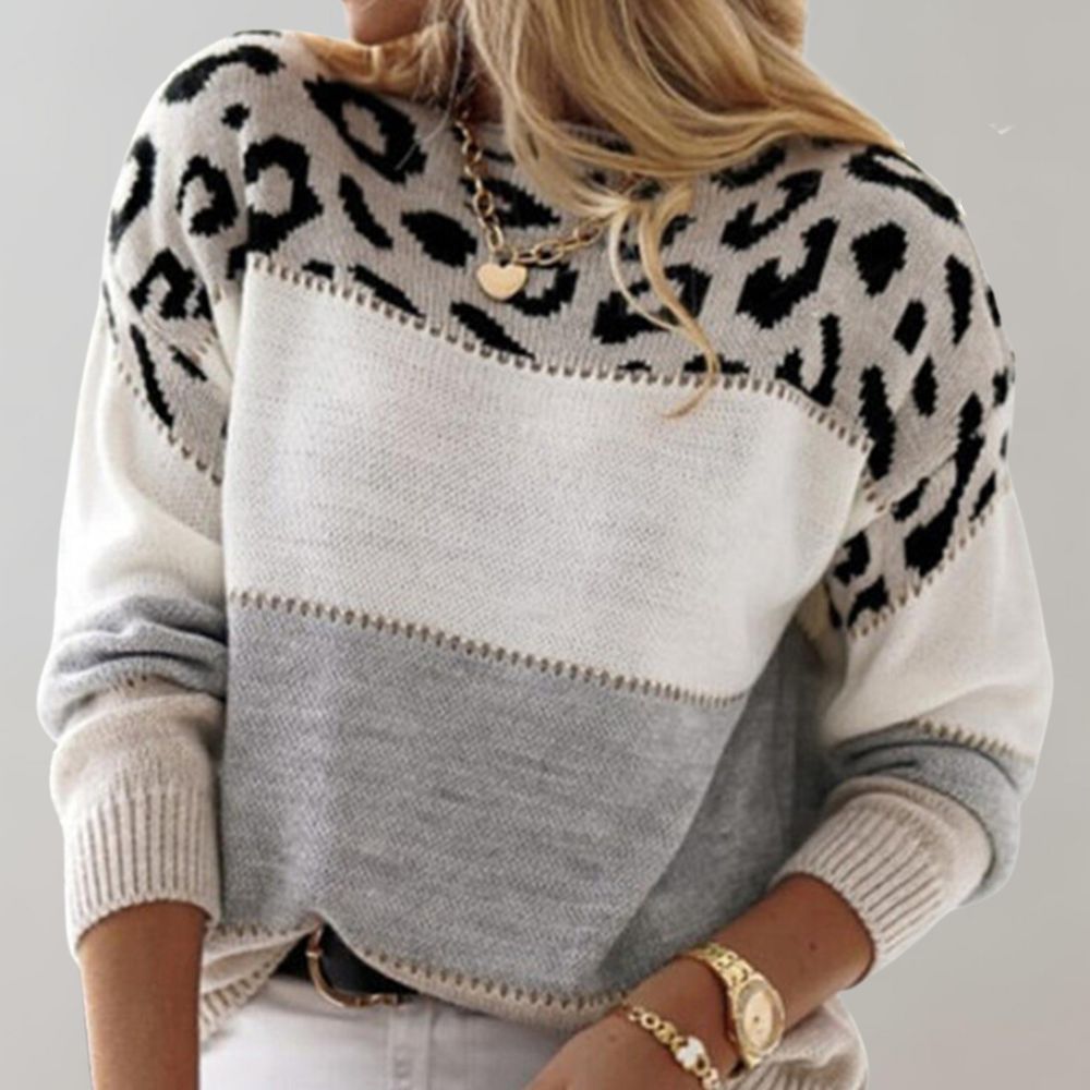 Shaira – Soft Leopard Pattern Knit Sweater