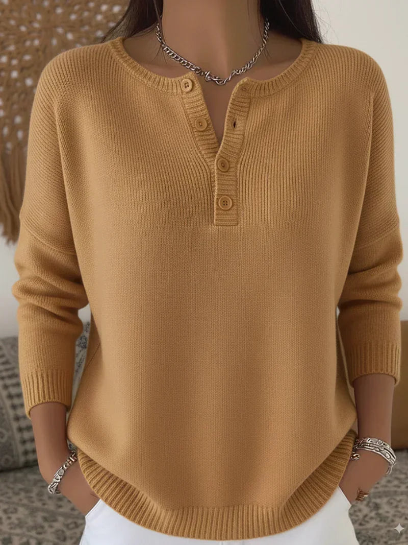 Raven – Button Henley Knit Sweater