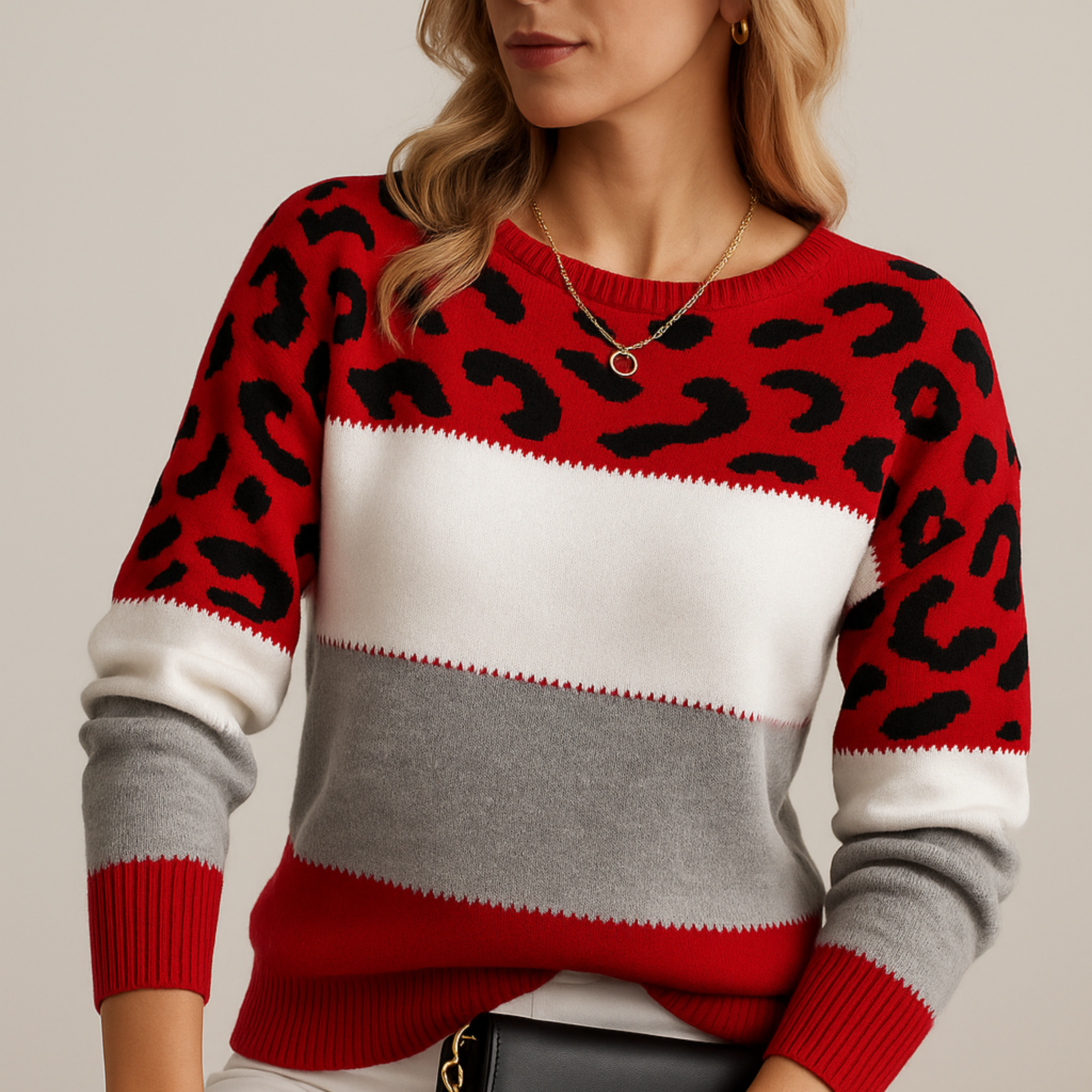 Shaira – Soft Leopard Pattern Knit Sweater