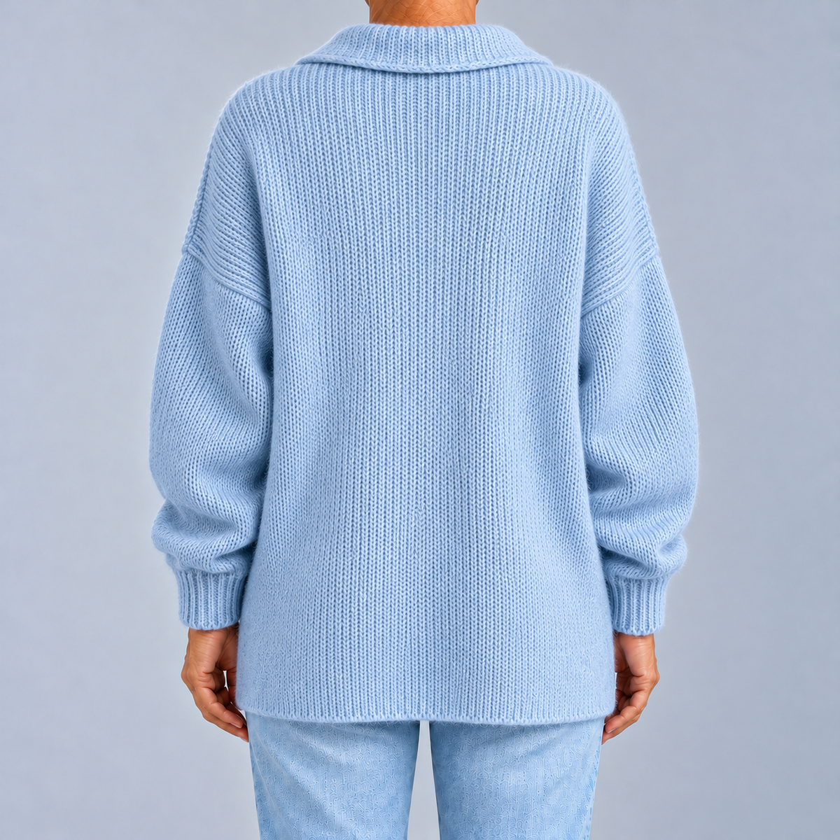 Allison – Oversized Shirt-Collar Knit Cardigan