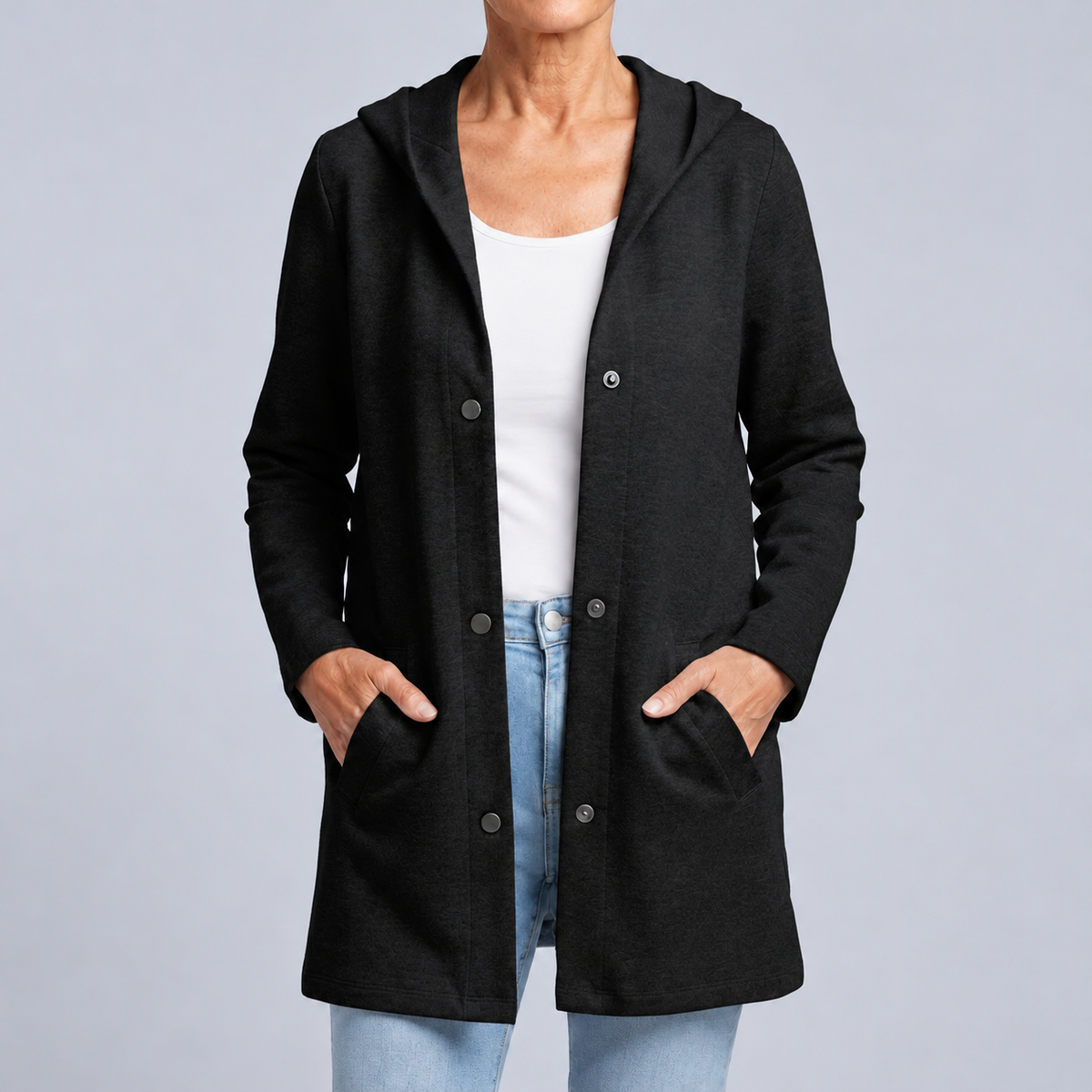 Savannah – Hooded Knit Cardigan with Buttons