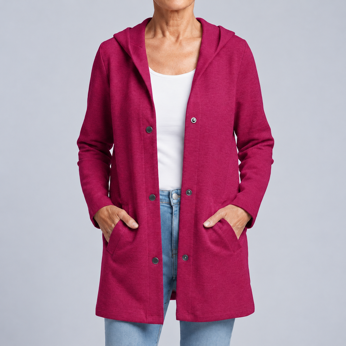 Savannah – Hooded Knit Cardigan with Buttons