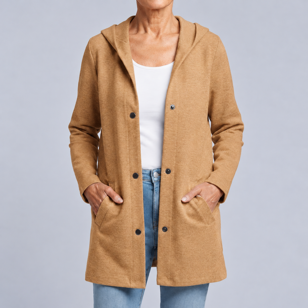 Savannah – Hooded Knit Cardigan with Buttons
