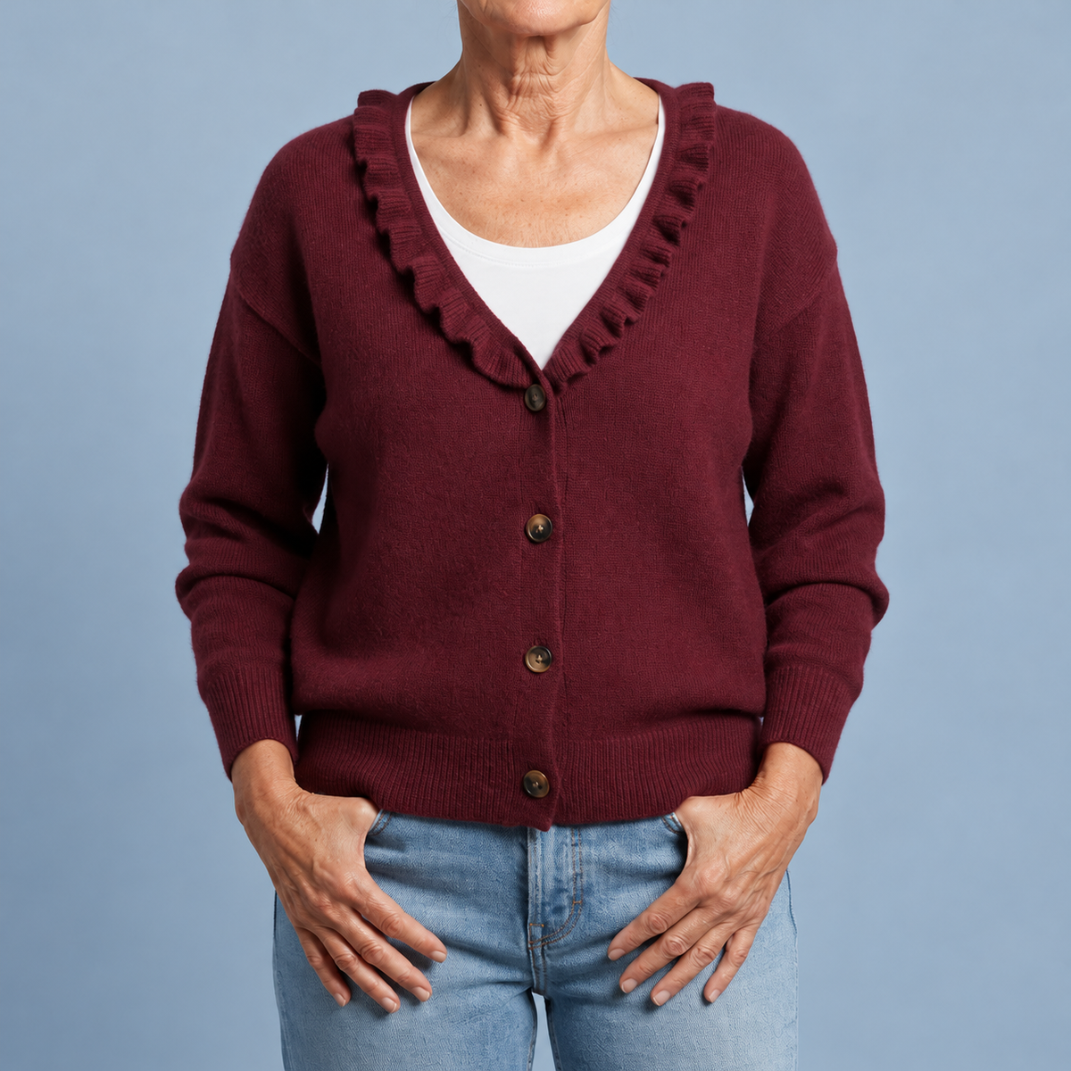 Valerie – Knit Cardigan with Ruffle Collar