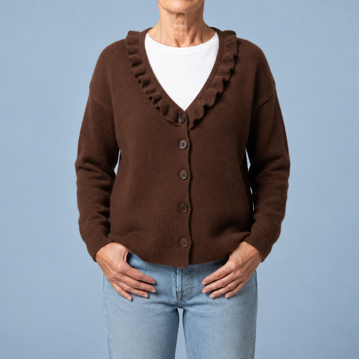Valerie – Knit Cardigan with Ruffle Collar
