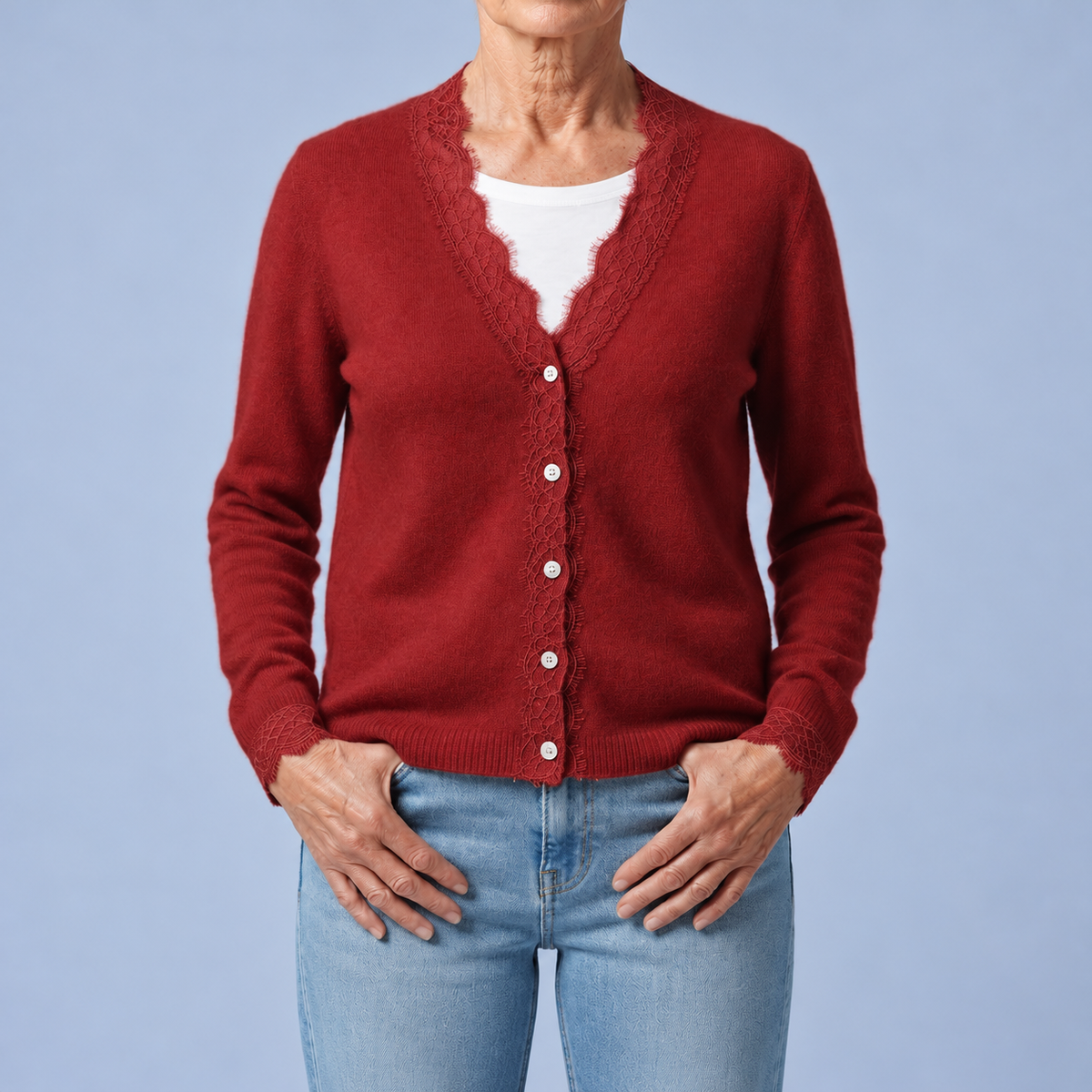 Phoebe – Soft Knit Cardigan with Lace Details