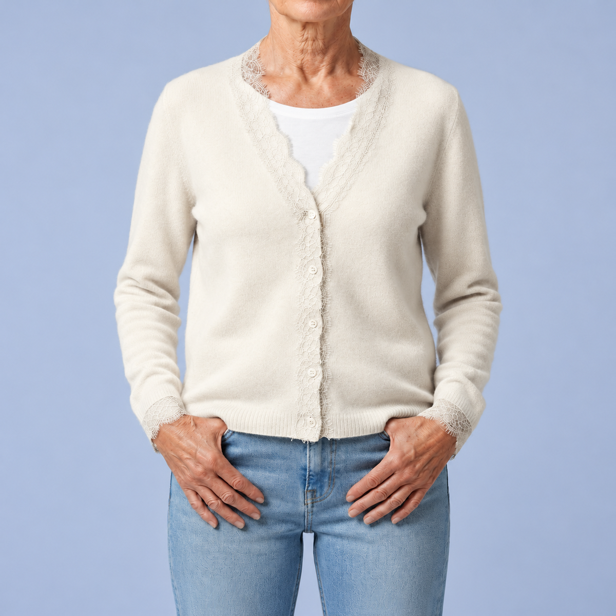 Phoebe – Soft Knit Cardigan with Lace Details
