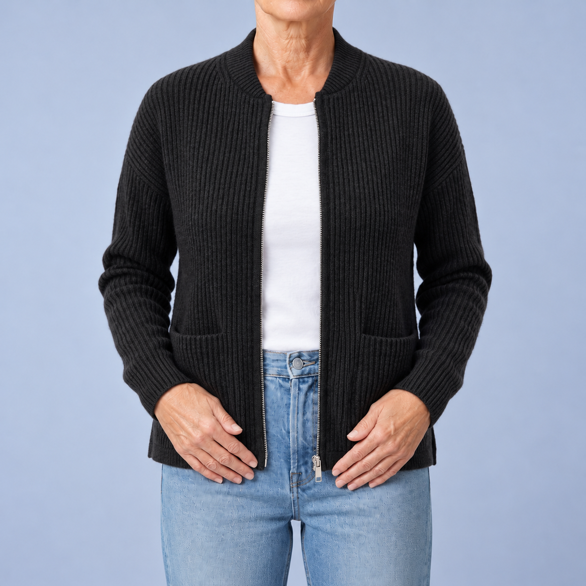 Gemma – Zip-Up Cardigan with Pockets