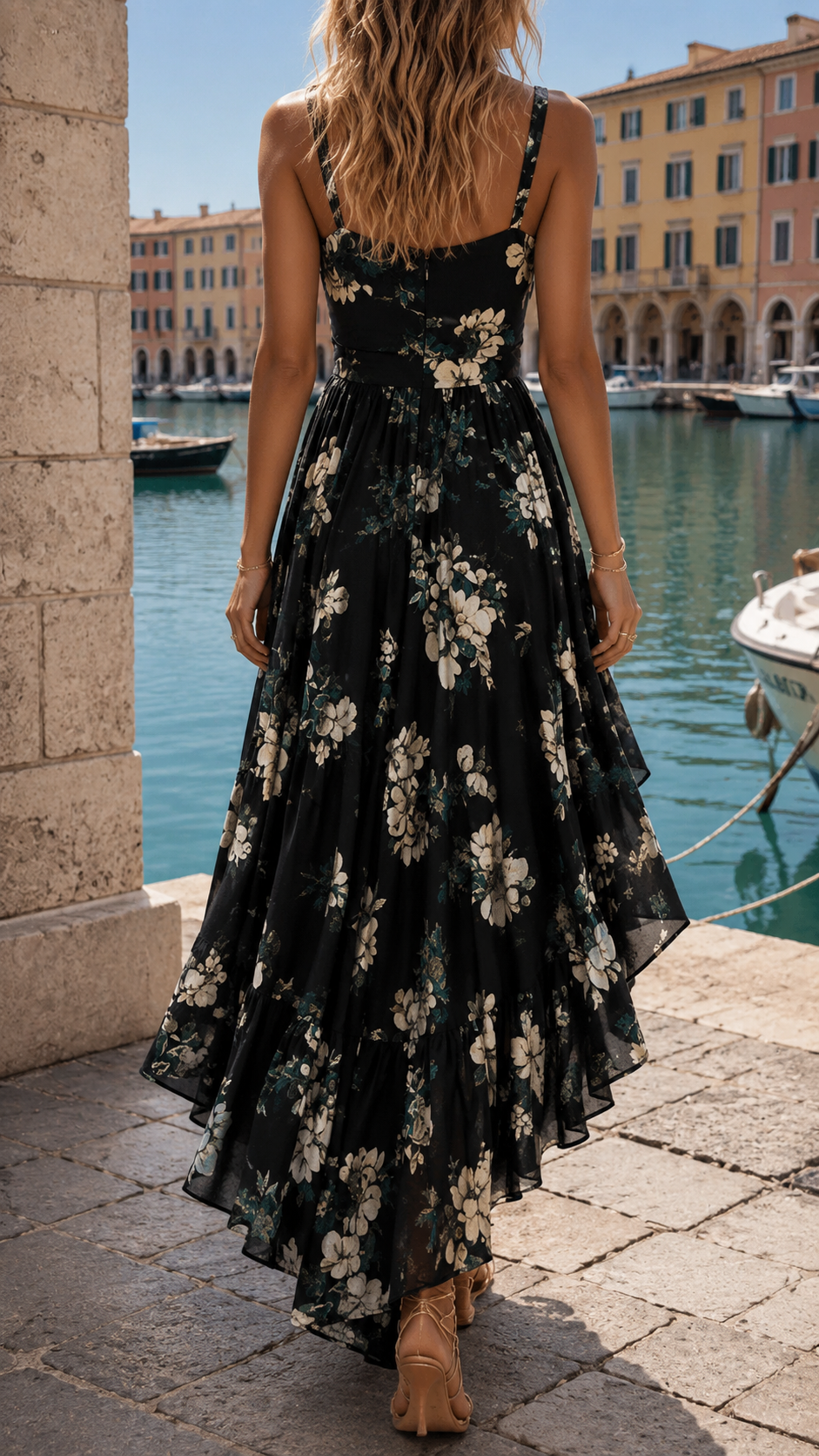Geisel – Floral Asymmetric Maxi Dress
