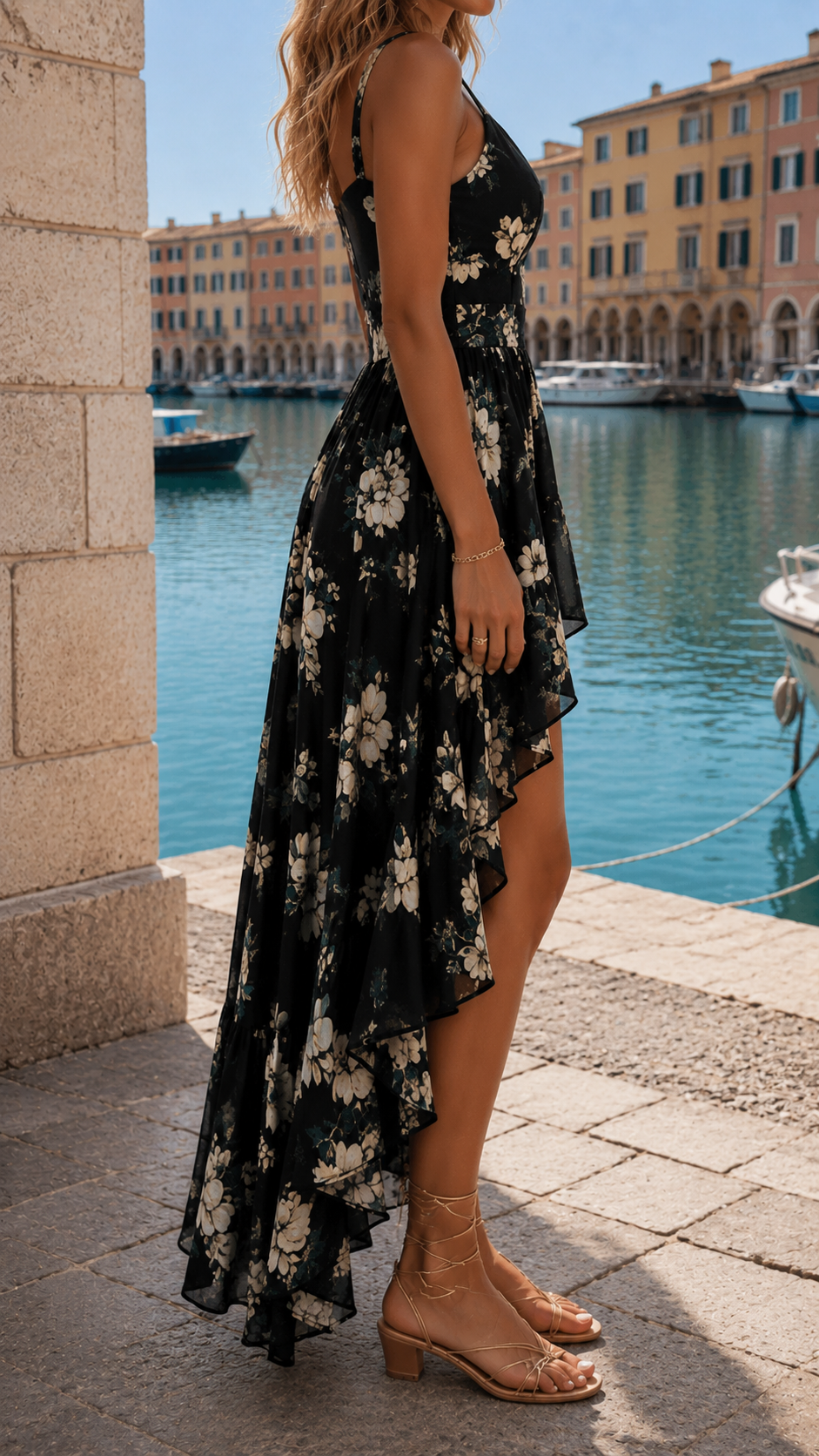 Geisel – Floral Asymmetric Maxi Dress