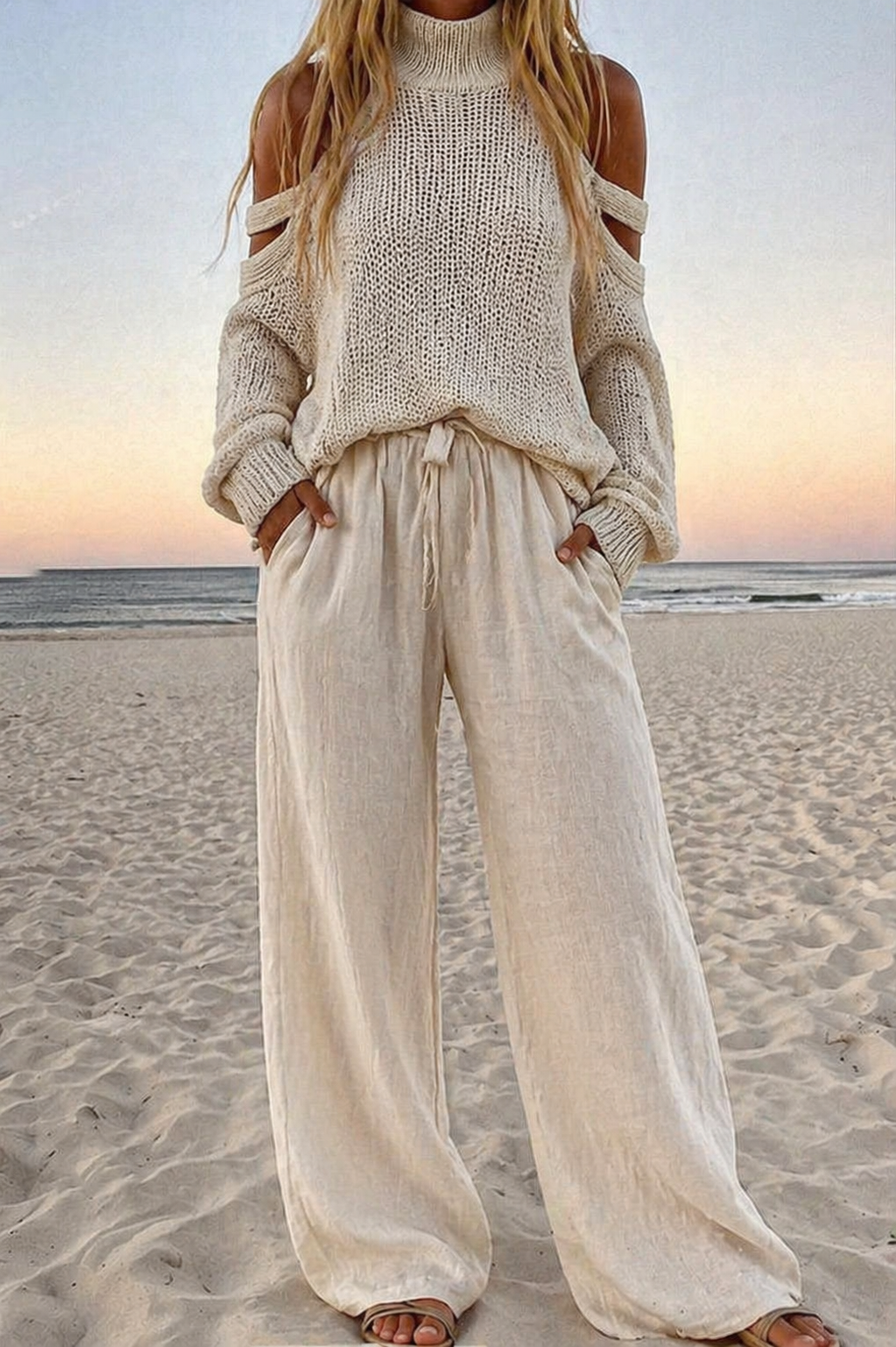 Ilene – Modern Knit Top and Wide-Leg Pants Set