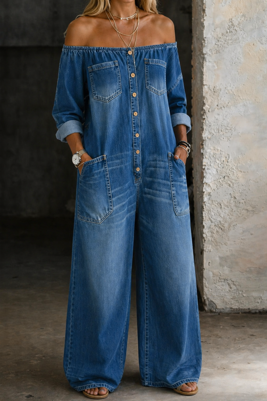 Sophy - Off Shoulder Long Sleeve Jumpsuit
