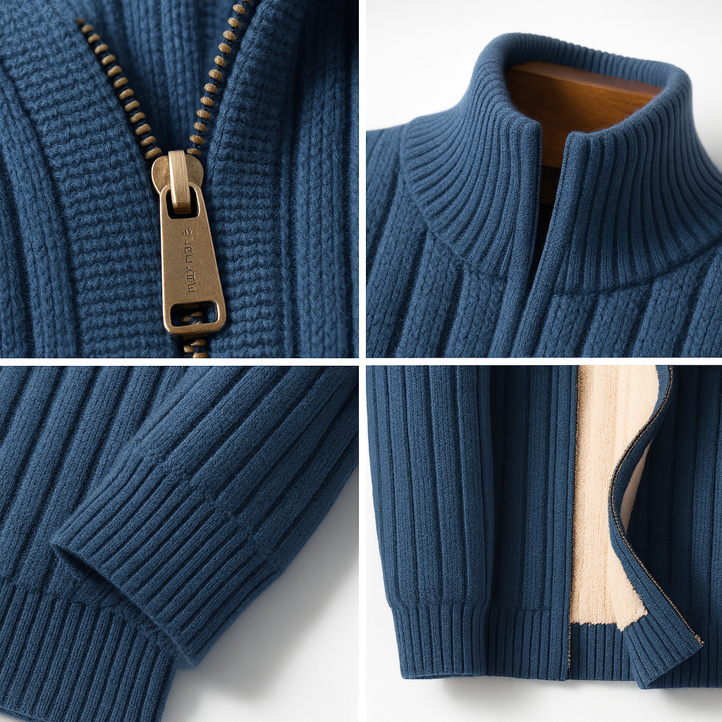 Richie - Classic Ribbed Zip Cardigan