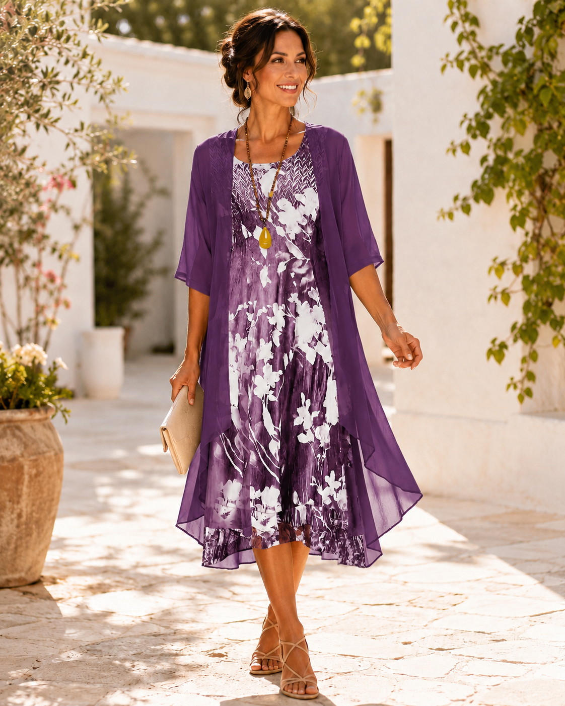 Sharie - Elegant Two-Piece Chiffon Maxi Dress