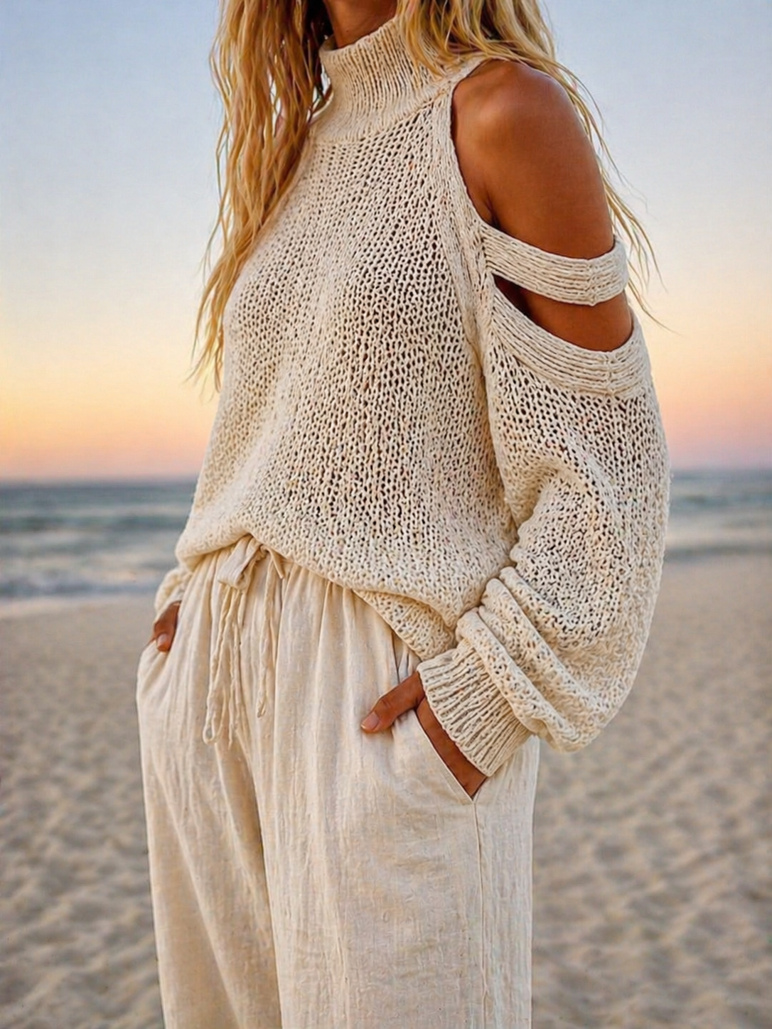 Ilene – Modern Knit Top and Wide-Leg Pants Set