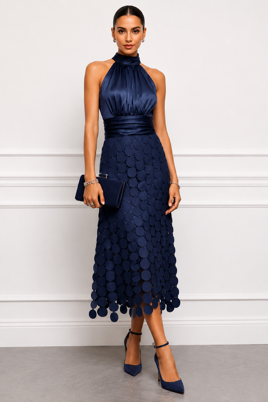 Amanda - Elegant Halter Midi Dress