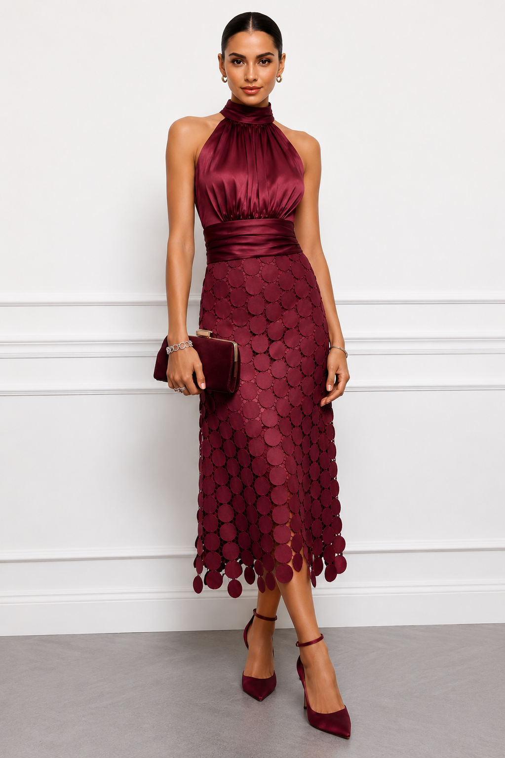 Amanda - Elegant Halter Midi Dress