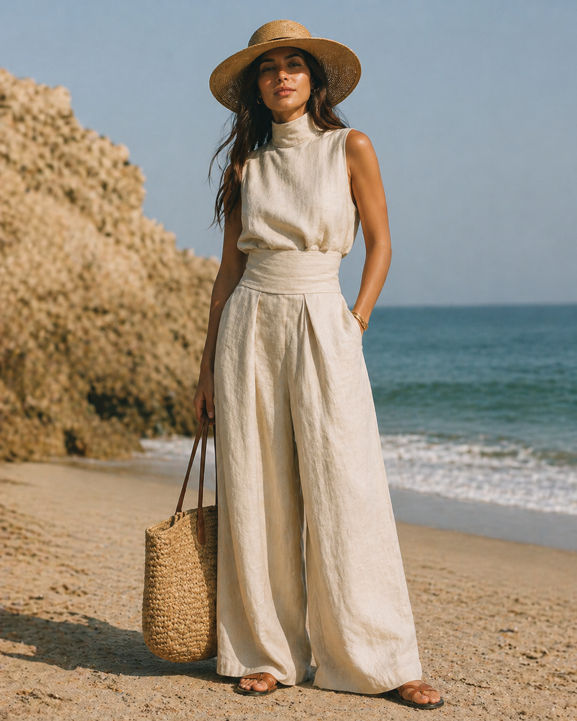 Lucia - Elegant Cotton and Linen Two-Piece Set
