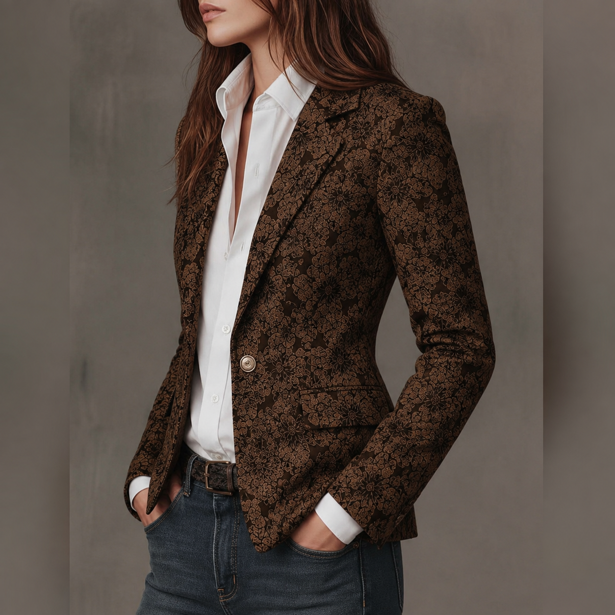 Brenda - Women’s Paisley Jacquard Fitted Blazer