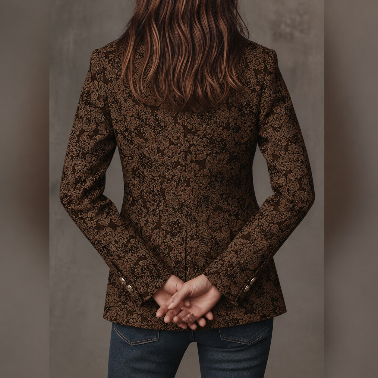 Brenda - Women’s Paisley Jacquard Fitted Blazer