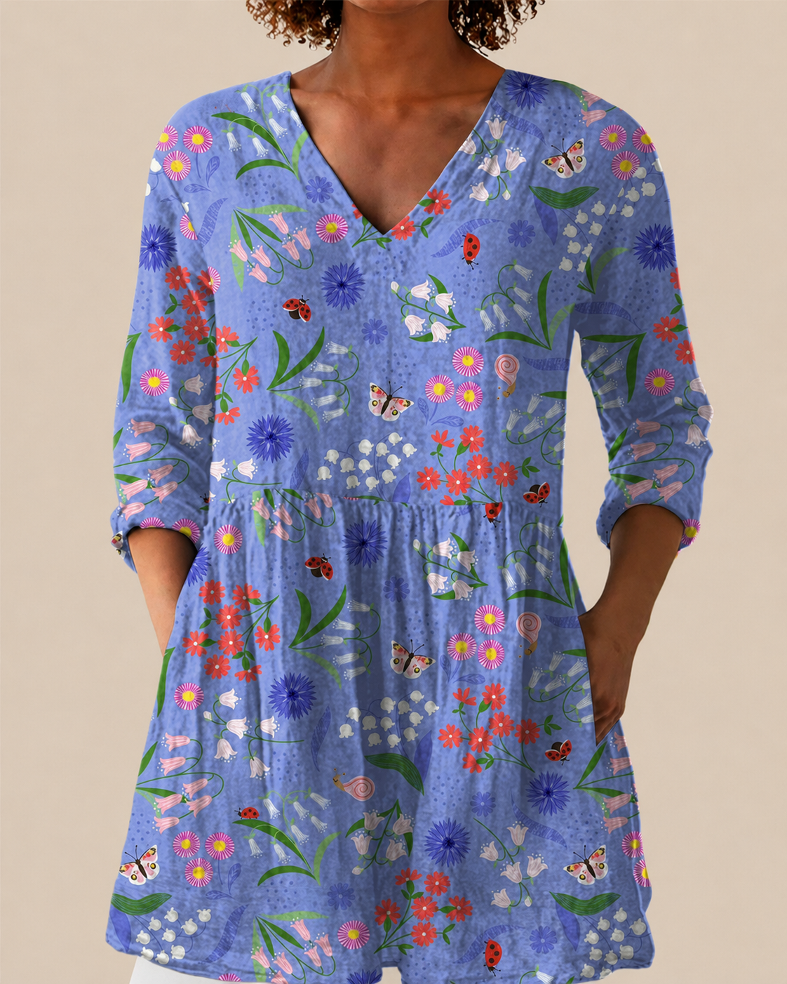 Hera - Long Blouse with Bold Pattern