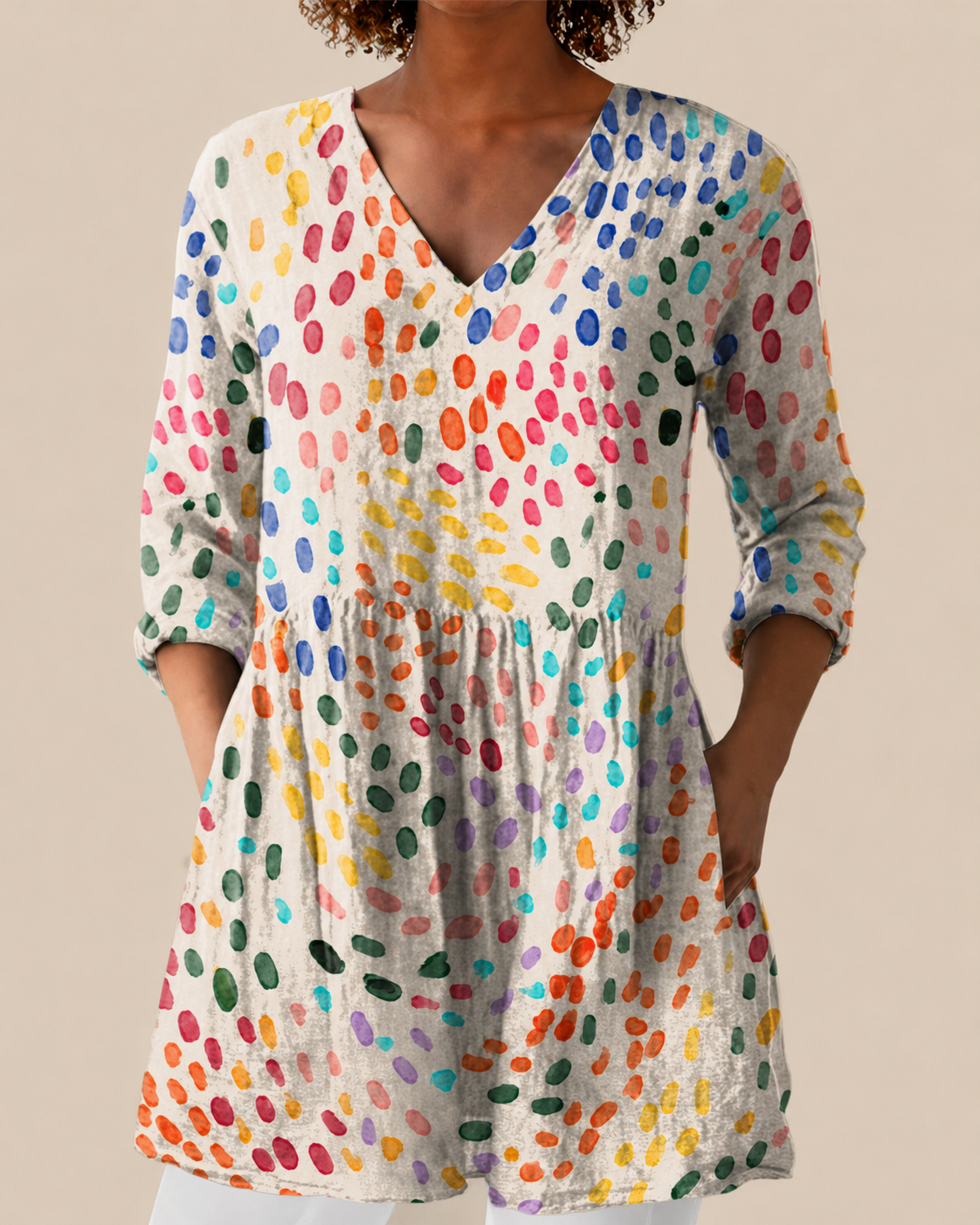 Heya - Long Blouse with Bold Pattern