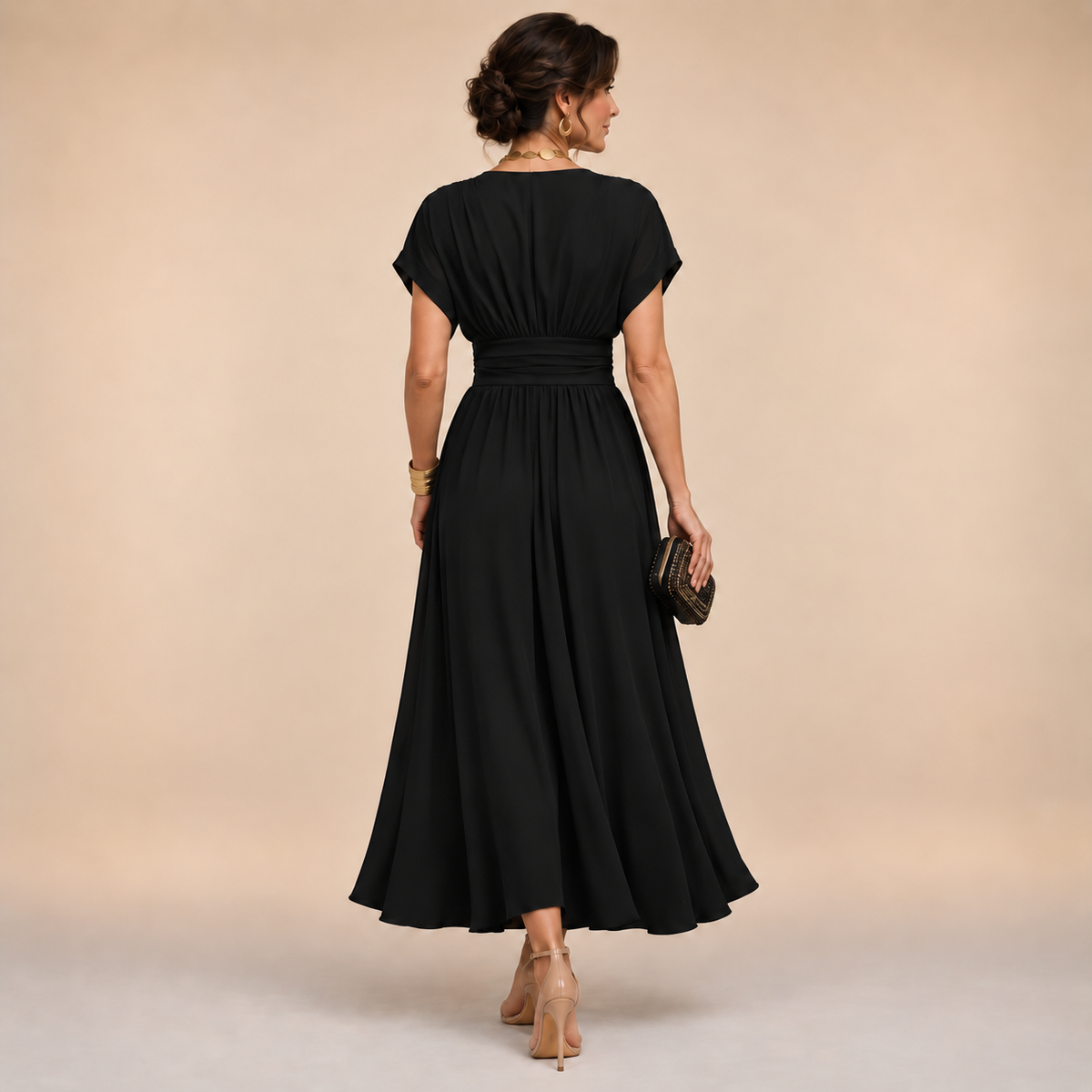 Elouise - Elegant V-Neck Midi Dress