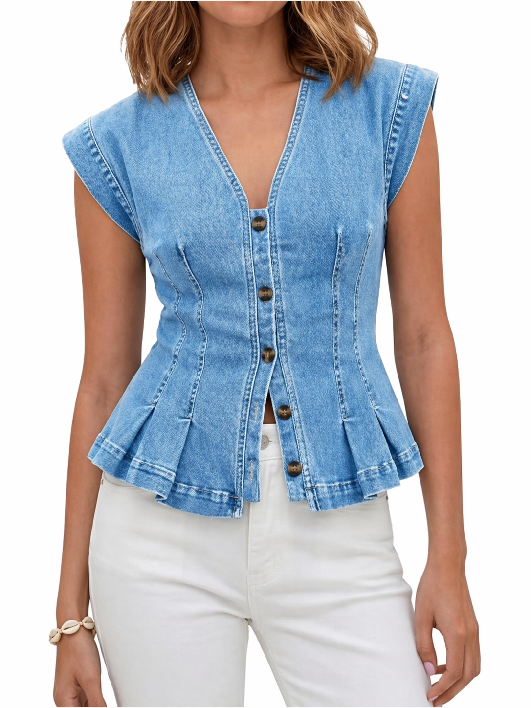 Francine - V-Neck Denim Top