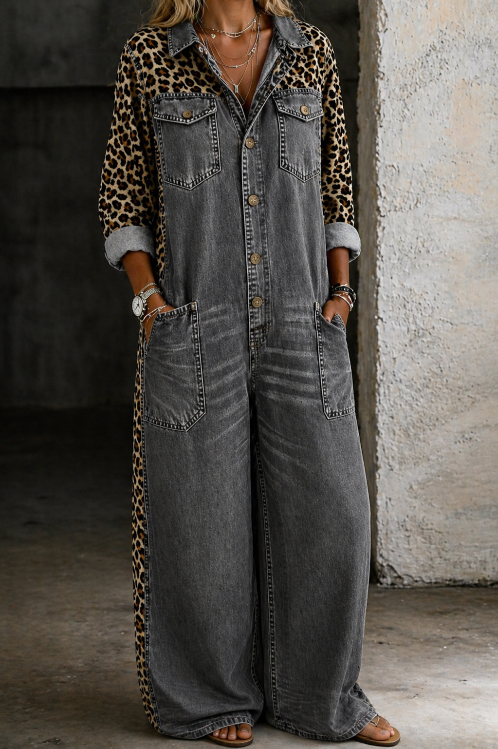 Amelia - One Piece Denim Shirt Jumpsuit