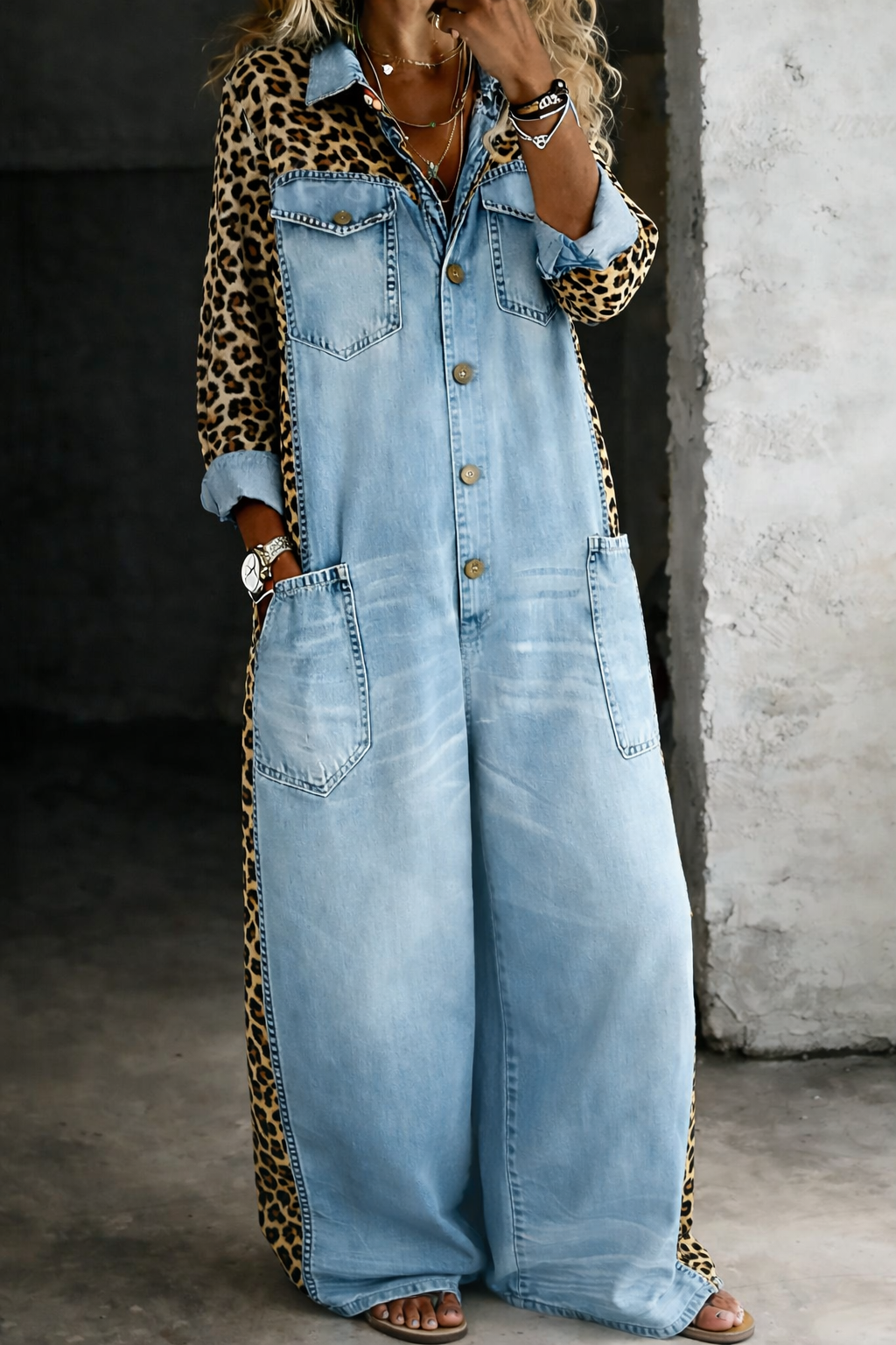 Amelia - One Piece Denim Shirt Jumpsuit