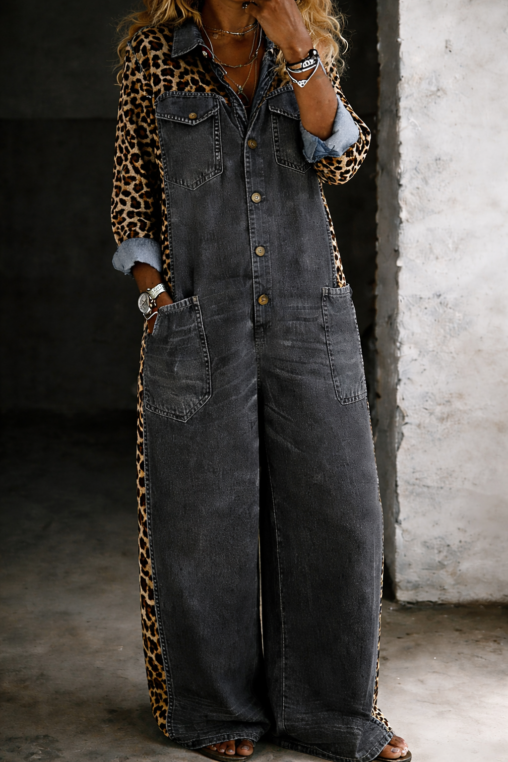 Amelia - One Piece Denim Shirt Jumpsuit